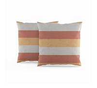 ggaimwf Copricuscini a righe Arancio Grigio Cuscino d'arte moderna Minimalista Federe per cuscini Effetto Lino Soggiorno Arredamento per la casa Divano Letto Doppia faccia 60x60cm Confezione da 2