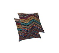 ggaimwf Cuscini Etnici Copricuscino in Effetto Lino Boho per divano Letto Cuscino Hippie Boemo Stile etnico Chevron giallo Fatto a mano Cuscini quadrati con cerniera invisibile, 45x45cm Set di 2