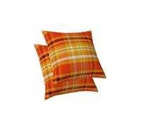 ggaimwf Federe per cuscini scozzesi 2 pacchi Fodera per cuscino arancione Tartan Cuscini di seduta scozzesi Copricuscini per Salone Camera da letto Copricuscino Con cerniera invisibile 60x60cm