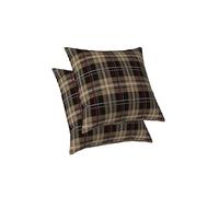 ggaimwf Federe per cuscini scozzesi 2 pacchi Marrone cioccolato Cuscini di tiro A quadretti Plaid Tema scozzese Fodere per cuscini Salone Camera da letto Copricuscino Con cerniera invisibile 50x50cm
