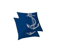 ggaimwf Fodere per cuscini nautici Ancora Cuscini decorativi Marittimo Blu Navy Copricuscini in Effetto Lino per divano Camera Salotto Bambini Tema della vela Federe per cuscini 40x40 cm Set di 2