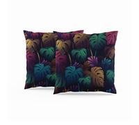 ggaimwf Set di 2 Fodere per cuscini Foglia Federe per cuscini in Effetto Lino Hawaiano Palma tropicale Foglia Piazza Morbido Cuscini Federe decorative Per divano Camera da letto Soggiorno Casa 50x50cm