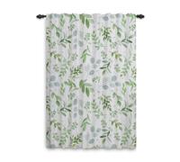 ggaimwf Tende con Stampa a Foglie Botaniche - Vintage Country Verde Acquerello Fattoria con Piega a Matita per Cucina, Soggiorno, Balcone, Porta, Patio - 135x175cm 1 Pannello