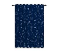 ggaimwf Tende spaziali per bambini Rocket Galaxy Planet Blu navy Camera da letto a tema spaziale Tende per porte e finestre per ragazzi Sala giochi per la scuola materna Divisorio 107x215cm 1 pannello