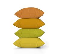 ggaimwf Tinta unita Copricuscino in Effetto Lino per divano Gradiente arancione Cuscino per letto Foglia caduta Colore giallo Fatto a mano Piazza Federe per cuscini 60x60 cm Set da 4