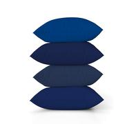 ggaimwf Tinta unita Copricuscino in Effetto Lino per divano Gradiente blu navy Cuscino per letto Nord Colore oceano vasto Fatto a mano Piazza Federe per cuscini 45x45 cm Set da 4