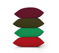 ggaimwf Tinta unita Copricuscino in lino per divano Rosso Verde Marrone Cuscino per letto Colore Classicismo Fatto a mano Piazza Federe per cuscini con cerniera invisibile 40x40 cm Set da 4