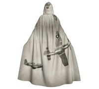 ggasdvjj Mantello unisex con cappuccio con stampa di aeroplano della seconda guerra mondiale della seconda guerra mondiale, mantello per feste in costume, mantello di Halloween, mantello per feste a