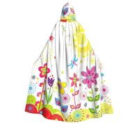 ggasdvjj Mantello unisex con stampa di farfalle e libellule e fiori, con cappuccio, mantello per feste in costume, mantello di Halloween, mantello per feste a tema.