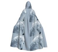 ggasdvjj Mantello unisex con stampa stallone bianco con cappuccio, mantello per feste in costume, mantello di Halloween, mantello per feste a tema.