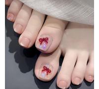 GGAUBAIFI 24 pezzi, unghie finte french manicure adesive con fiocco per donna, unghie finte corte quadrate con design, unghie finte adesive, unghie acriliche estive