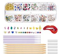 GGAUBAIFI 580 Pezzi Kit di Gemme per Denti per Denti Gioielli in Cristalli Fai da Te, Kit di Gemme per Denti Kit di Base per Ornamenti per Denti in Cristallo alla Moda, Non Contiene Colla