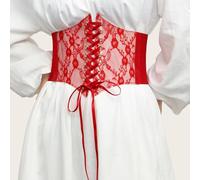 GGAUBAIFI Cintura larga da donna Cintura in pizzo floreale Corsetto medievale Cintura gotica Vita elastica per abiti, Rosso