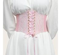 GGAUBAIFI Cintura larga da donna Cintura in pizzo floreale Corsetto medievale Cintura gotica Vita elastica per abiti, Rosa