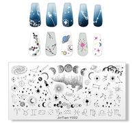 GGAUBAIFI Design con Stella Stellata Luna per Stamping Piatti per Nail Art, Piatti per Timbri per Unghie Galassia Cielo Notturno Modelli Spazio Pianeta, Piastra per Stampo per Unghie