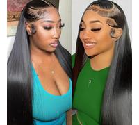 GGAUBAIFI Edges Hair HD Lace Baby Hair per donna Linea sottile riutilizzabile invisibile in pizzo svizzero con 2 pezzi di veri capelli umani naturali fatti a mano, colore nero Stile 2