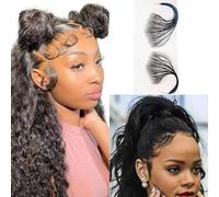GGAUBAIFI Edges Hair HD Lace Baby Hair per donne Attaccatura sottile riutilizzabile in pizzo svizzero invisibile con 2 pezzi di veri capelli umani naturali fatti a mano, colore nero Stile 1