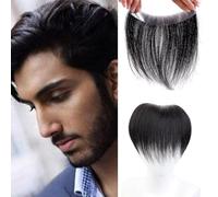 GGAUBAIFI Parrucchino per uomo sulla fronte dell'attaccatura dei capelli 100% pelle di capelli umani PU Posticci per uomo Topper per capelli frontale, 0,79X9,8 pollici, 9,6 pollici Colore nero