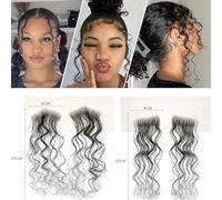 GGAUBAIFI Strisce per capelli per bambini in pizzo HD, 2 pezzi Onda del corpo Capelli umani Bordo per capelli per bambini Pizzo svizzero Attaccatura dei capelli naturale Strisce per capelli, Stile 1