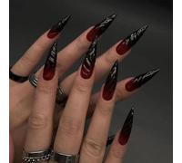 GGAUBAIFI Unghie Finte a Mandorla per Halloween, con Disegni Unghie Finte Lucide, Copertura Completa, Unghie in Acrilico, Carine, Colla per Unghie per Halloween, per Donne, Manicure Fai da, 24 Pezzi