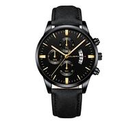 Ggb100-1a9 - Orologio da polso analogico al quarzo, da uomo, con cassa in acciaio inossidabile e cinturino in pelle, A, misura unica