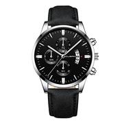 Ggb100-1a9 - Orologio da polso analogico al quarzo, da uomo, con cassa in acciaio inossidabile e cinturino in pelle, M, misura unica