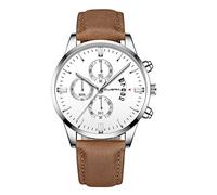 Ggb100-1a9 - Orologio da polso analogico al quarzo, da uomo, con cassa in acciaio inossidabile e cinturino in pelle, L, misura unica