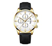 Ggb100-1a9 - Orologio da polso analogico al quarzo, da uomo, con cassa in acciaio inossidabile e cinturino in pelle, E, misura unica