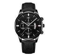 Ggb100-1a9 - Orologio da polso analogico al quarzo, da uomo, con cassa in acciaio inossidabile e cinturino in pelle, C, misura unica