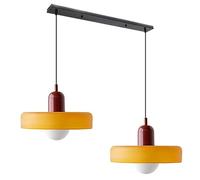 GGBBJJ Lampada a Sospensione in Vetro Vintage Industriale a 2 Luci Lampada a Sospensione Moderna in Vetro di Metà del Secolo Arancione Lampadario a Sospensione Lineare Grande Lampadario per Cucina Ca