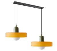 GGBBJJ Lampada a Sospensione in Vetro Vintage Industriale a 2 Luci Lampada a Sospensione Moderna in Vetro di metà del Secolo Arancione Lampadario a Sospensione Lineare Grande Lampadario per Cucina Ca