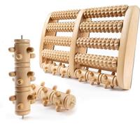 GGC Rullo massaggiante per piedi - con ruote intercambiabili e plancia magnetica - massaggiatore per piedi regolabile individualmente contro fascite plantare, per ufficio o casa, legno e zone riflesse