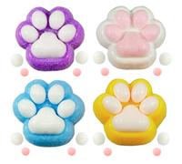 GGesii 4 Pezzi Squishy Zampa di Gatto, Giocattoli Fidget Morbidi, Antistress Squishy, per Concentrarti, Alleviare le Paure e Resistere Allo Stress