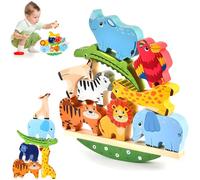 GGesii Animali Blocchi di Costruzione, Montessori Giochi Impilabili Legno, Impilabili Legno Animali Blocchi di Costruzione, per Giochi Didattici, Motricità (11 Animali)