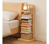 GGJYSYYK Libreria a 5 Ripiani Verticale a Colonna, Libreria Galleggiante Invisibile in Legno Stile Mid-Century Modern, Organizzatori di Libri da Terra, Libreria Alta e Stretta,Pine,87cm