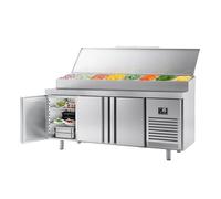 GGM Gastro | BZI228 | Tavolo di preparazione refrigerato per panetteria - 3 porte - Dimensioni interne EN - sovrastruttura in acciaio inox per 13 vasche GN 1/4