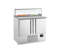 GGM Gastro | PZI107M | Saladette Premium PLUS - 978 mm - 2 ante - con piano in vetro per 5 x GN 1/6