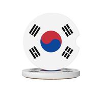 GGNKDL Bandiera della Repubblica di Corea Stampa Sottobicchieri Auto 2 Assorbente Ceramica Anti Slip Bevande Pads, Decorazioni Auto