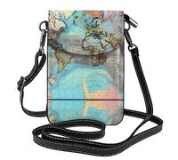 GGNKDL Borsa a tracolla con stampa di mappa del mondo dei cartoni animati, borsa per cellulare, piccolo portafoglio da donna, un regalo pratico adatto per uscire, fare esercizio fisico e fare shopping