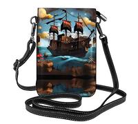 GGNKDL Borsa a tracolla con stampa di nave pirata dei cartoni animati, borsa per cellulare, piccolo portafoglio da donna, un regalo pratico adatto per uscire, fare esercizio fisico e fare shopping