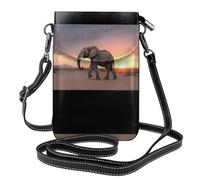 GGNKDL Borsa a tracolla con stampa elefante al tramonto, borsa per cellulare, piccolo portafoglio da donna, un regalo pratico adatto per uscire, allenarsi e fare shopping