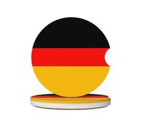 GGNKDL Cuscinetti ceramici assorbenti della bevanda di slittamento dei sottobicchieri 2 dell'automobile di stampa della bandiera della Germania, decorazioni dell'automobile