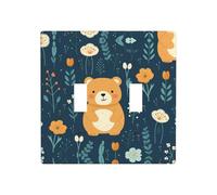 GGNKDL Cute Bear stampa Interruttore copertura pannello murale decorativo adatto per aree residenziali e commerciali 4.5x4.5 In