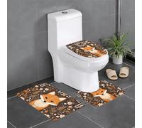 GGNKDL Divertente set di 3 tappeti da bagno con motivo volpe, antiscivolo, facile da pulire e mantenere, blocco dell'umidità e durevole