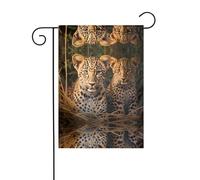 GGNKDL Due fratelli leopardati stampa bandiera giardino decorazione cortile esterno adatto per tutte le stagioni 30,5 x 45,7 cm