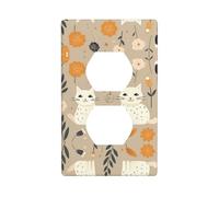 GGNKDL Due gatti divertenti che stampano la copertura di potere domestica del pannello di parete dell'incavo doppio durevole per le prese decorative ed