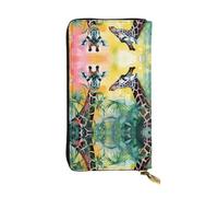 GGNKDL Due giraffe. stampa Borsa lunga in pelle da donna con cerniera per carte di credito di grande capacità