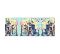 GGNKDL Fairytale Castle Prints, tappetino per mouse da gioco, XXL, grande, lungo, esteso, tappetino per mouse, tappetino da scrivania, in gomma antiscivolo, bordi cuciti, sottile, 80 x 30 x 0,3 cm