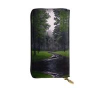 GGNKDL Foresta fresca dopo la stampa della pioggia Portafoglio lungo in pelle da donna borsa con cerniera per carte di credito di grande capacità