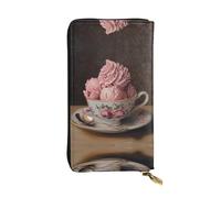 GGNKDL Gelato in una tazza da tè stampa Portafoglio lungo in pelle da donna borsa con cerniera per carte di credito di grande capacità